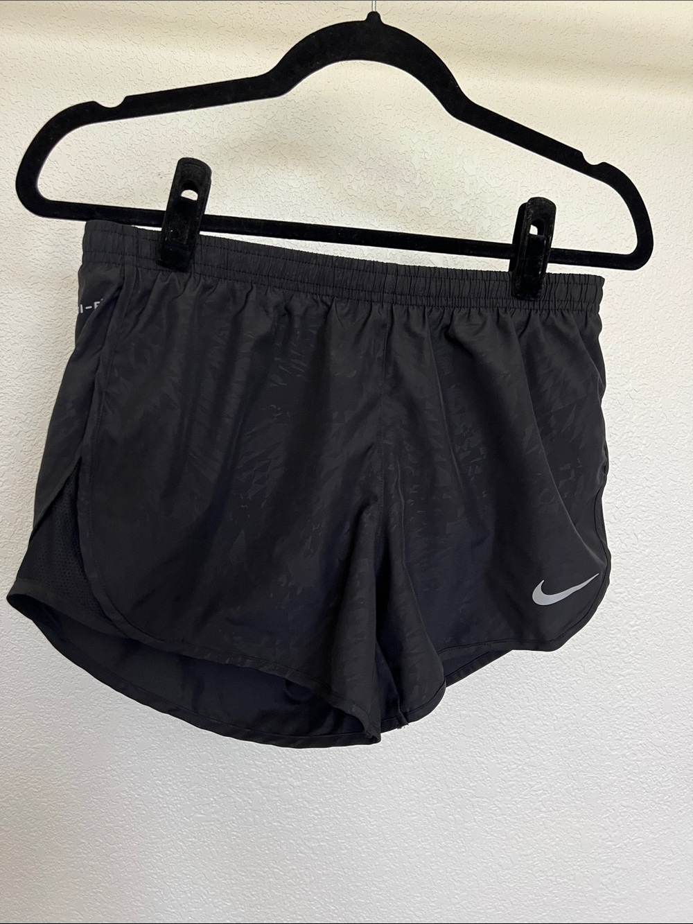 Nike Women's Black Running Shorts with White Swoosh Accent